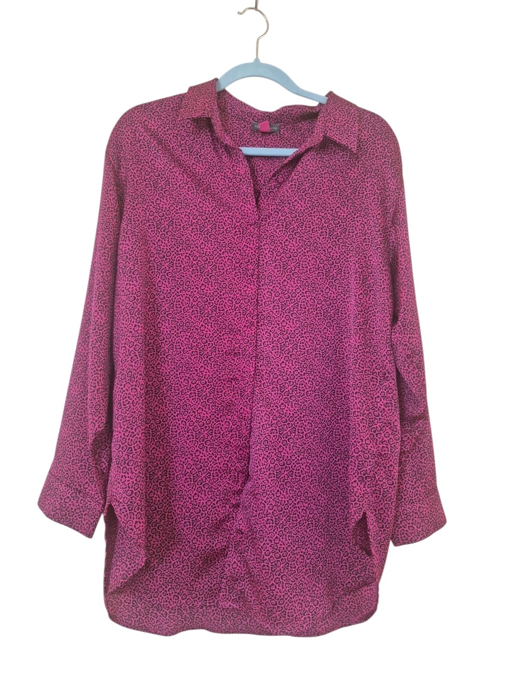 Vince Camuto Fuchsia Pink Printed Button-Down Blouse